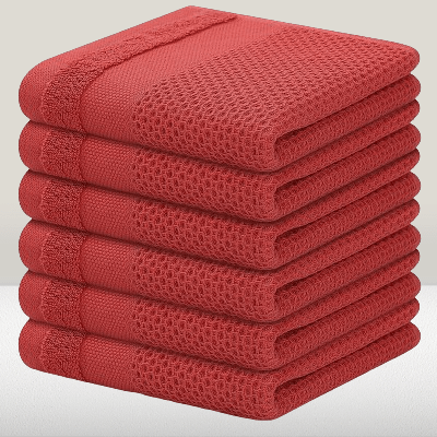 Torchons de cuisine - CottonTowelsSoft™ - Rouge - SmartClean Innovation